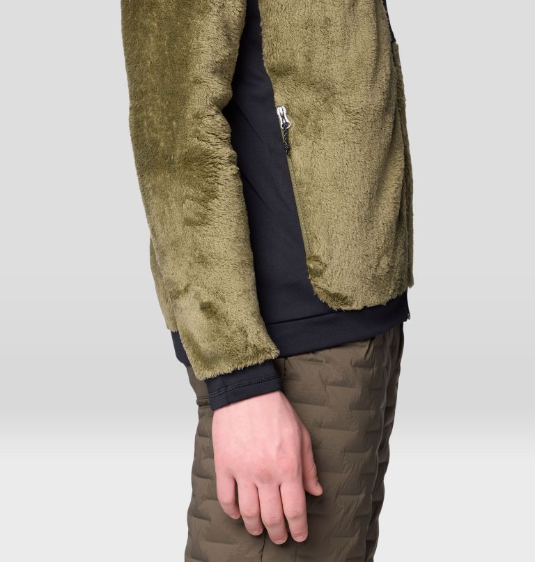Men's Polartec® High Loft Hooded Jacket, Color: Combat Green, Black, image 5