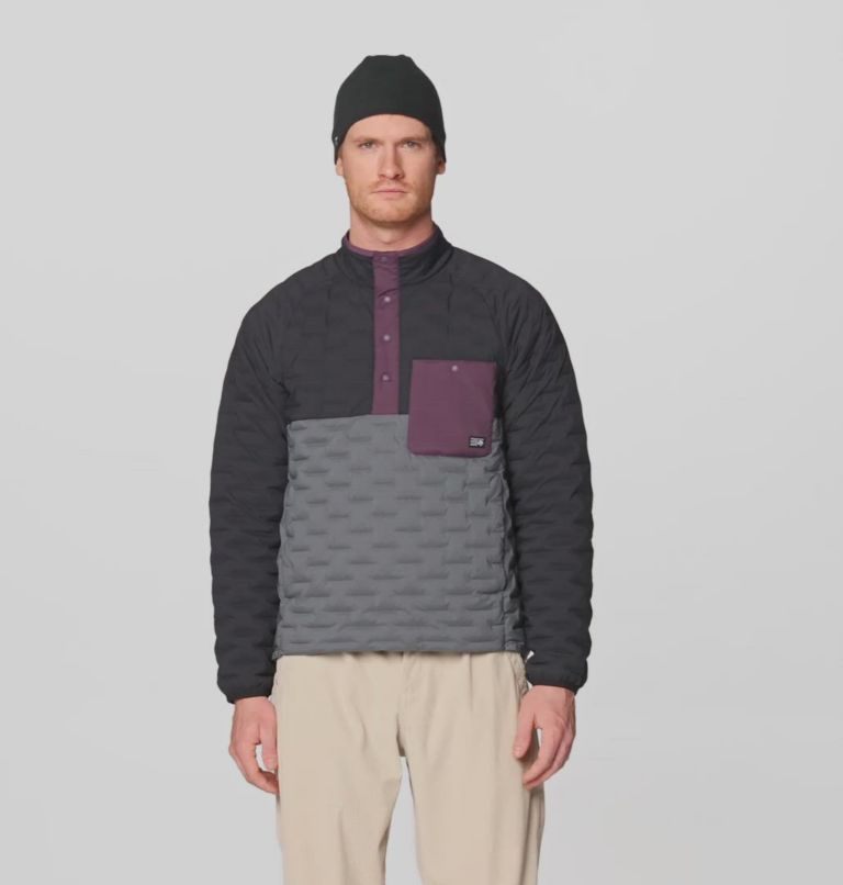 Men's Stretchdown Light Snap Neck, Color: Foil Grey, Black, Dusty Purple