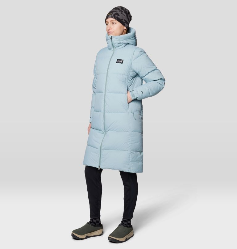 Women's Nevadan Down Long Parka, Color: Ice Shadow, image 2