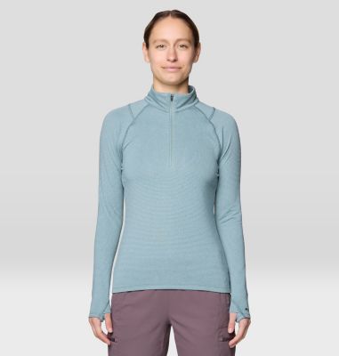 Women's Crater Lake Heavyweight Half Zip, Color: Blue Sage, Ice Shadow, image 5