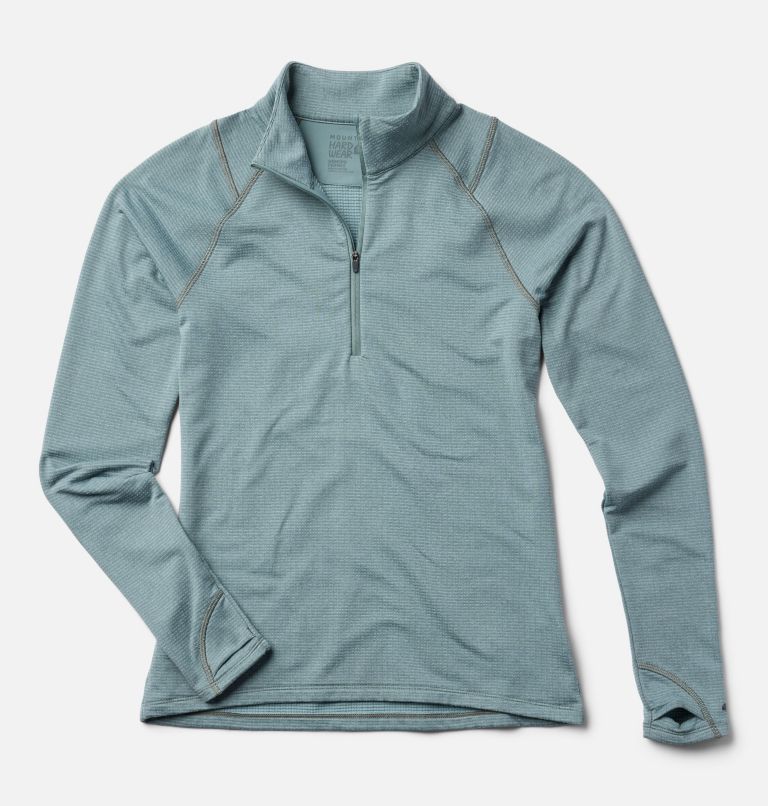 Women's Crater Lake Heavyweight Half Zip, Color: Blue Sage, Ice Shadow, image 3