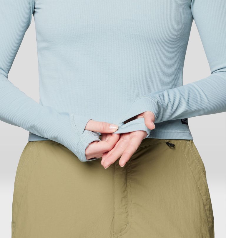 Women's Peak Knit Long Sleeve, Color: Ice Shadow, image 8