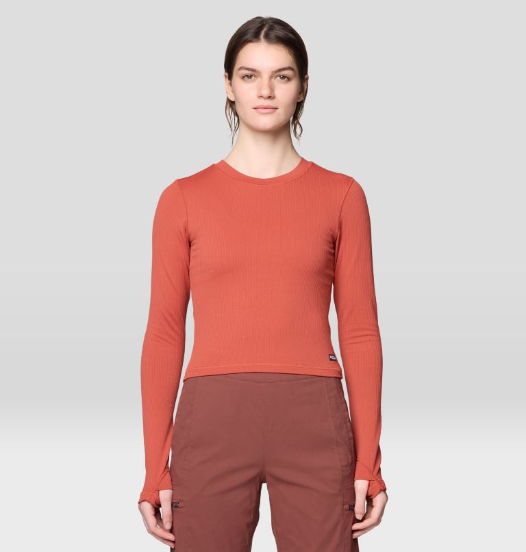 Women's Peak Knit Long Sleeve, Color: Mars Red, image 1