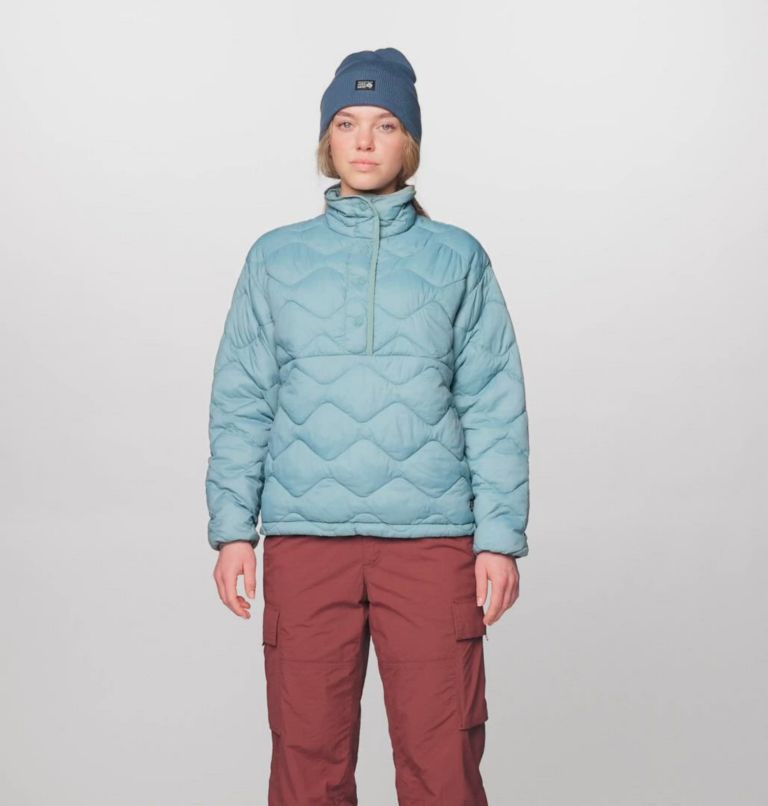 Women's Seek Out Snap Neck Pullover, Color: Blue Sage