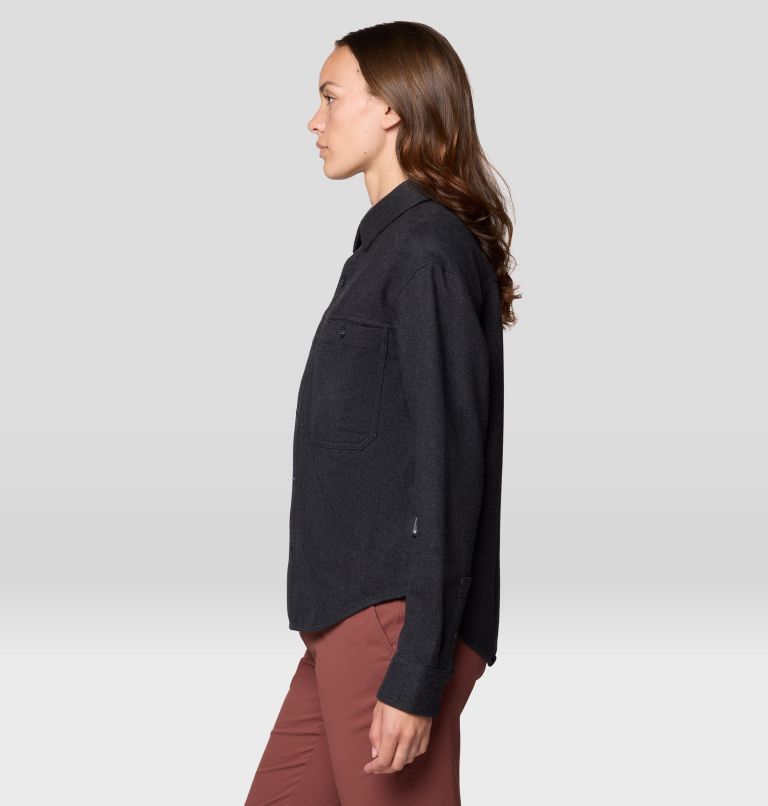 Women's Plusher Relaxed Long Sleeve Flannel, Color: Black Melange, image 3