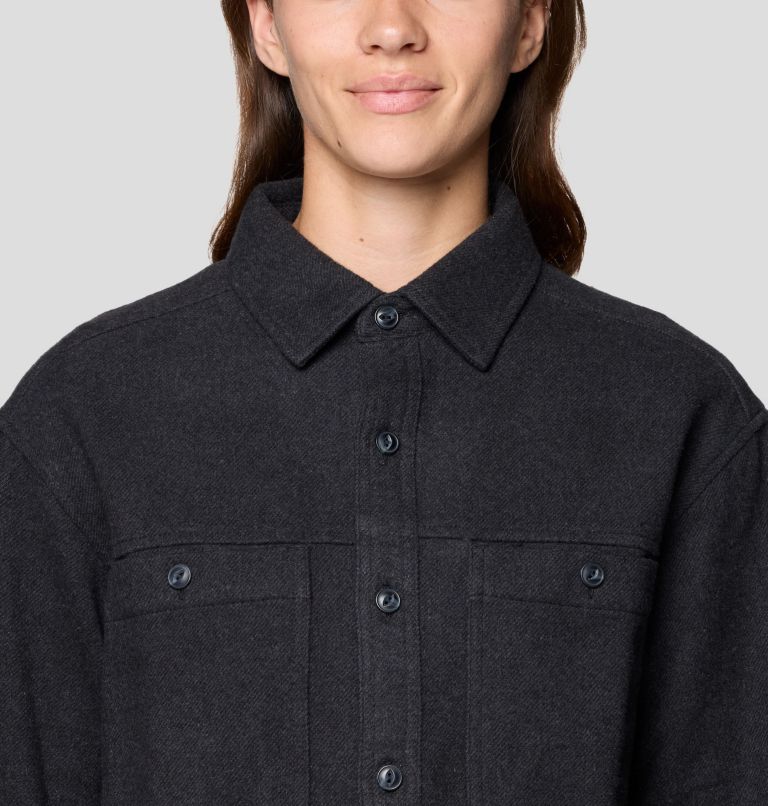Women's Plusher Relaxed Long Sleeve Flannel, Color: Black Melange, image 5