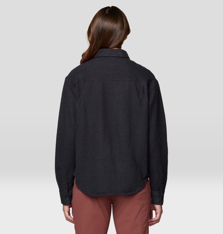 Women's Plusher Relaxed Long Sleeve Flannel, Color: Black Melange, image 2