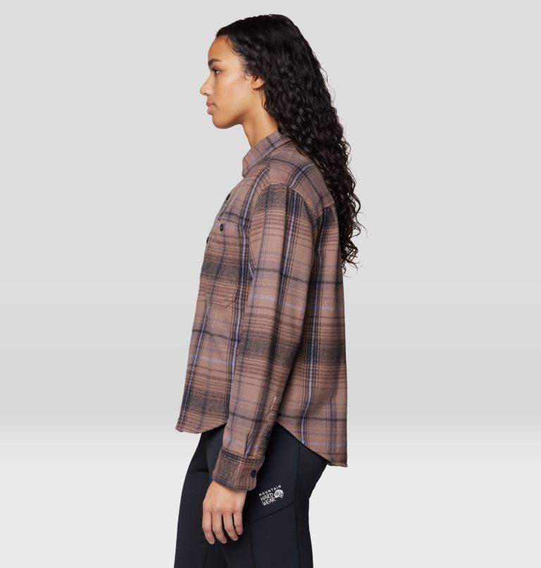 Women's Plusher Relaxed Long Sleeve Flannel, Color: Wild Taupe Wyoming Plaid, image 3
