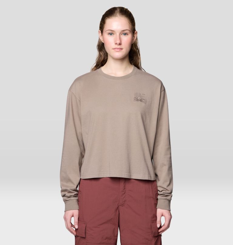 Women's Mountain Sun Boxy Crop Long Sleeve, Color: Wild Taupe, image 1