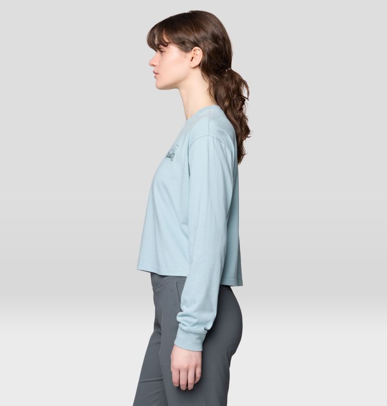 Women's Mountain Sun Boxy Crop Long Sleeve, Color: Ice Shadow, image 3
