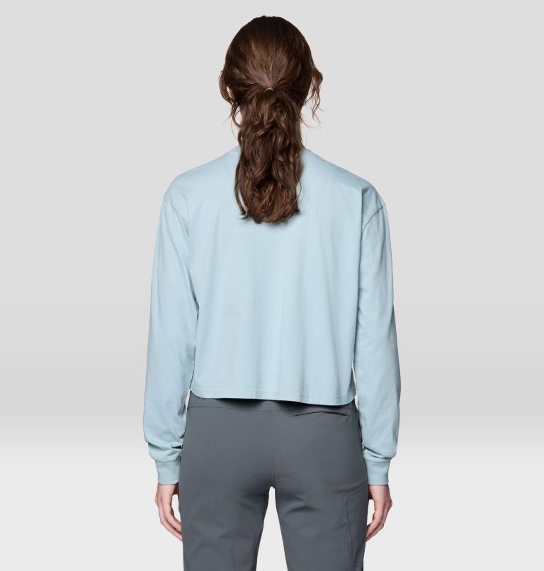 Women's Mountain Sun Boxy Crop Long Sleeve, Color: Ice Shadow, image 2