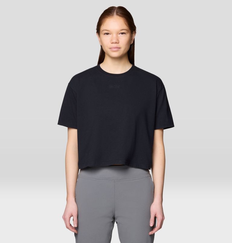 Women's MHW Center Logo Boxy Crop Short Sleeve, Color: Black, image 1