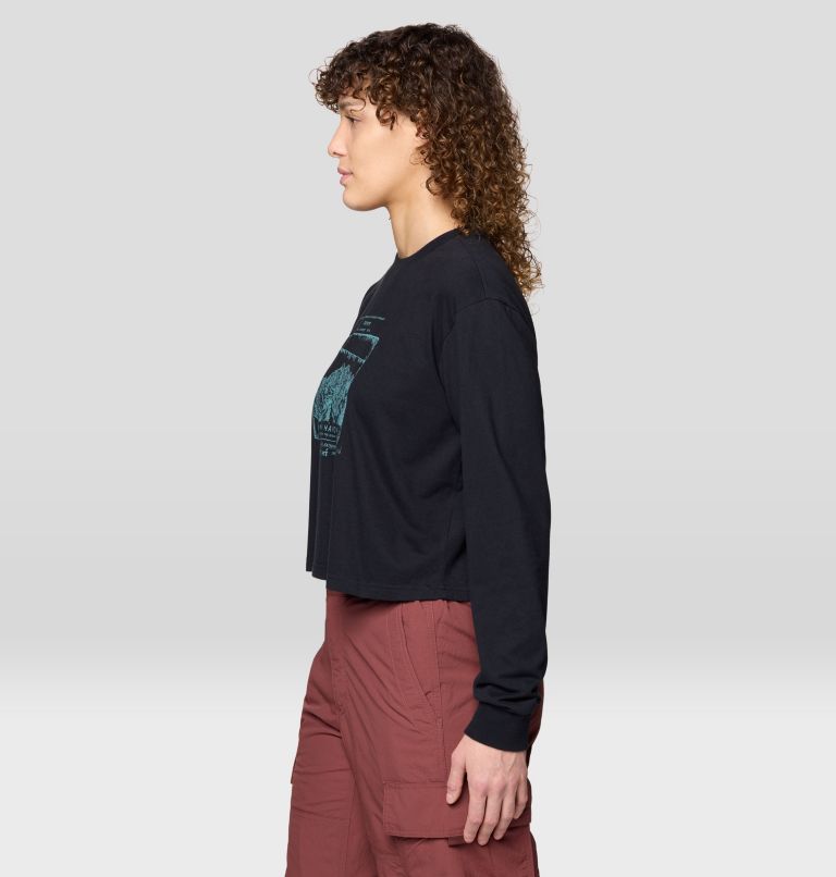 Women's In the Mountains Boxy Crop Long Sleeve, Color: Black, image 3