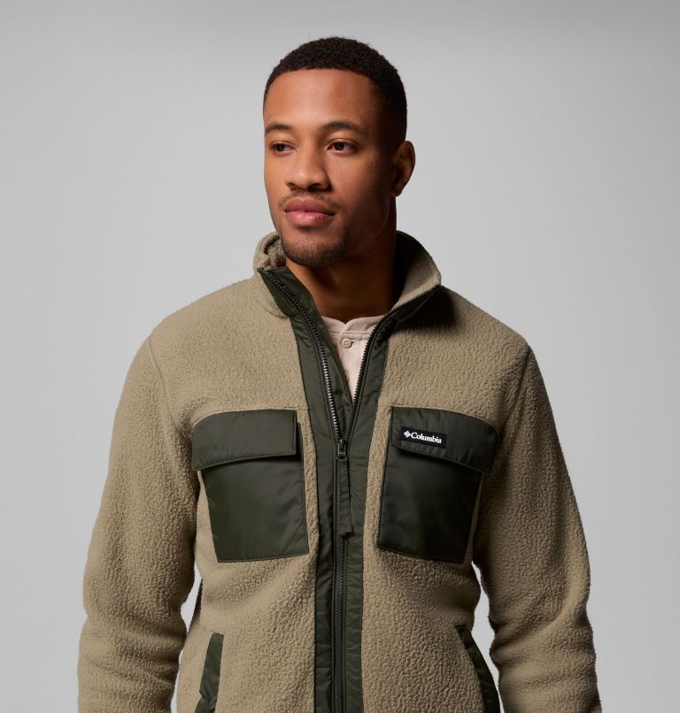 Men's Juniper Peak Full Zip Fleece, Color: Stone Green, Greenscape, image 6