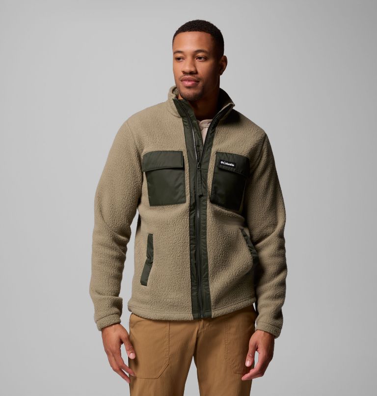 Men's Juniper Peak Full Zip Fleece, Color: Stone Green, Greenscape, image 1
