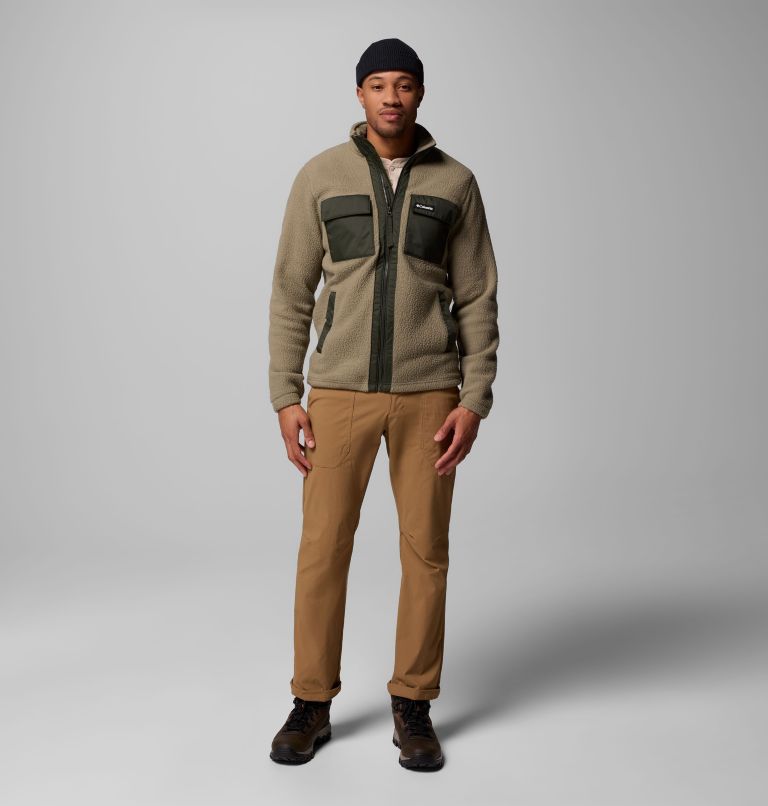 Men's Juniper Peak Full Zip Fleece, Color: Stone Green, Greenscape, image 2