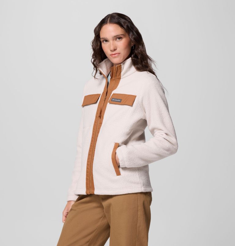 Women's Juniper Peak Full Zip Fleece, Color: Dark Stone, Camel Brown, image 4