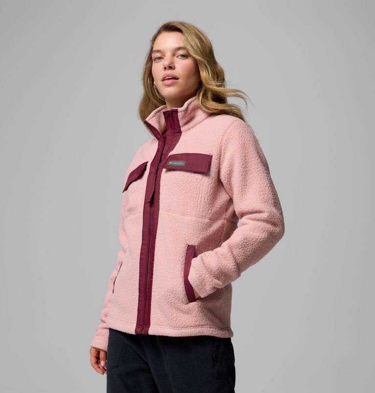 Women's Juniper Peak Full Zip Fleece, Color: Eraser Pink, Rich Wine, image 4