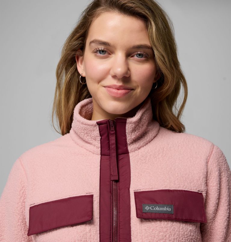 Women's Juniper Peak Full Zip Fleece, Color: Eraser Pink, Rich Wine, image 5