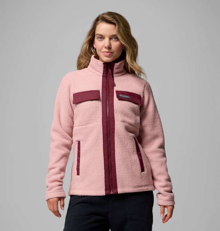 Women's Juniper Peak Full Zip Fleece, Color: Eraser Pink, Rich Wine, image 1