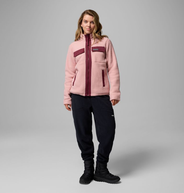 Women's Juniper Peak Full Zip Fleece, Color: Eraser Pink, Rich Wine, image 2