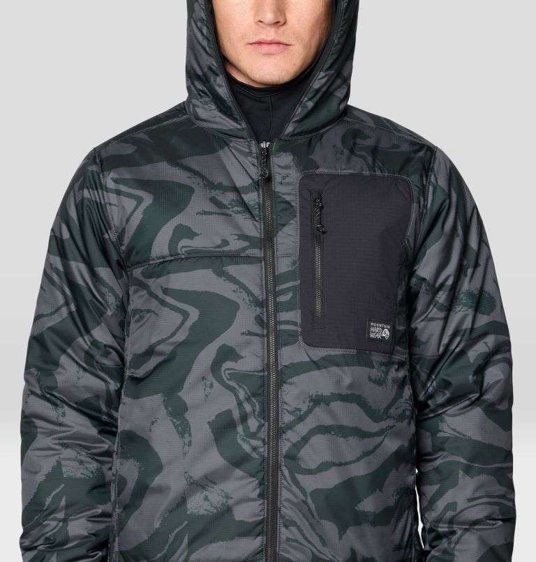 Men's Après Pro Insulated Hooded Jacket, Color: Volcanic Rockstrata, Black, image 6