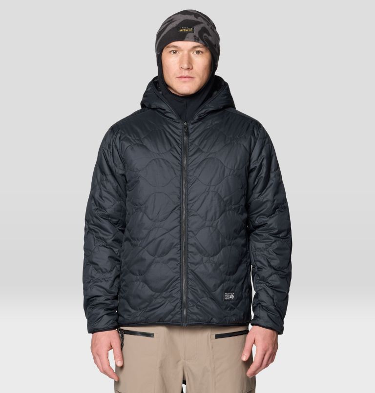Men's Après Pro Insulated Hooded Jacket, Color: Volcanic Rockstrata, Black, image 7