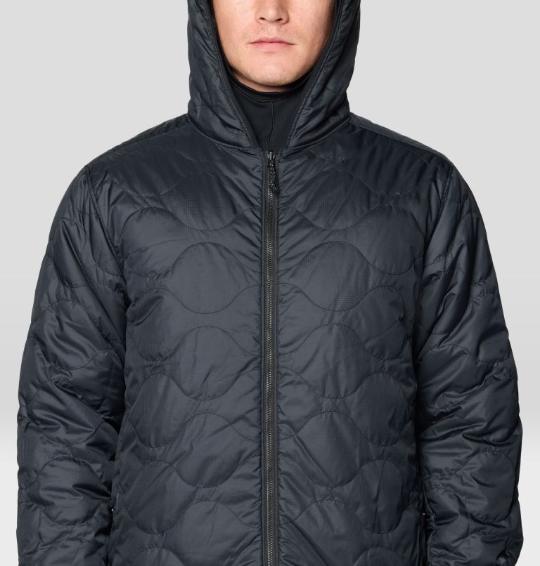 Men's Après Pro Insulated Hooded Jacket, Color: Volcanic Rockstrata, Black, image 8