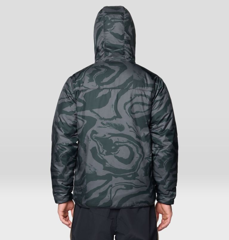 Men's Après Pro Insulated Hooded Jacket, Color: Volcanic Rockstrata, Black, image 3