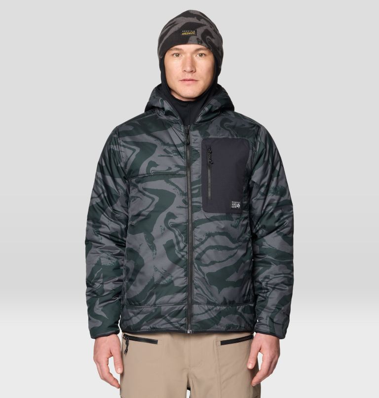 Men's Après Pro Insulated Hooded Jacket, Color: Volcanic Rockstrata, Black, image 1