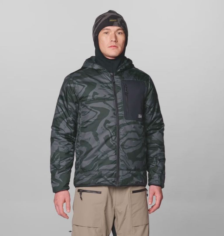 Men's Après Pro Insulated Hooded Jacket, Color: Volcanic Rockstrata, Black