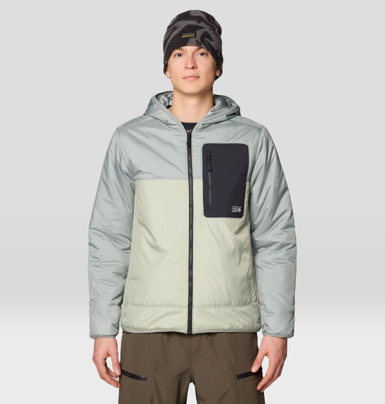 Men's Après Pro Insulated Hooded Jacket, Color: White Sage, Wet Stone, Black, image 1