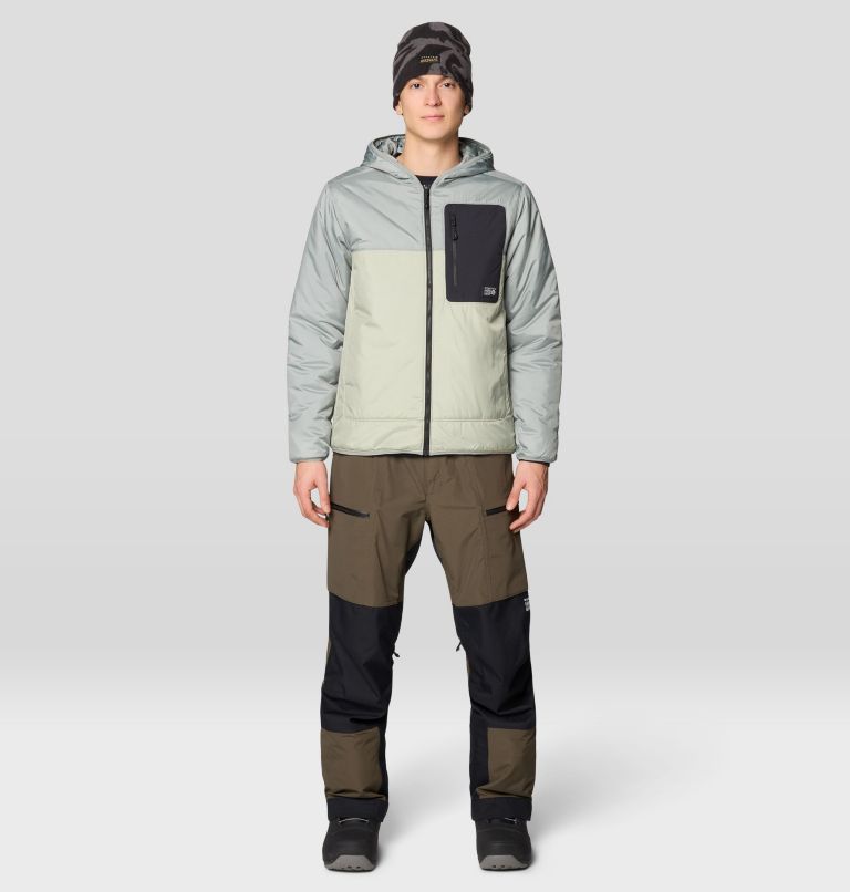 Men's Après Pro Insulated Hooded Jacket, Color: White Sage, Wet Stone, Black, image 2
