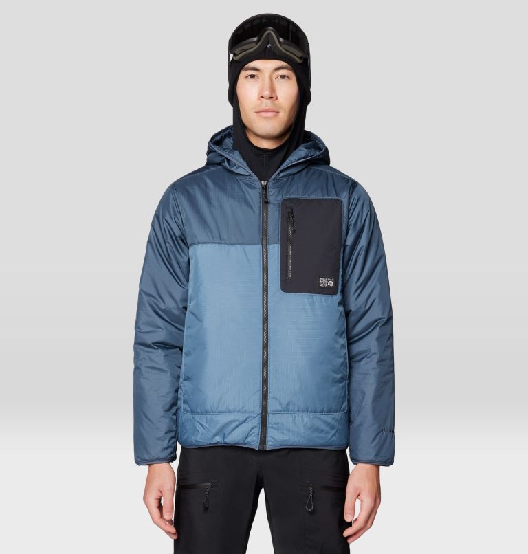 Men's Après Pro Insulated Hooded Jacket, Color: Adriatic Blue, Moon Blue, Black, image 1