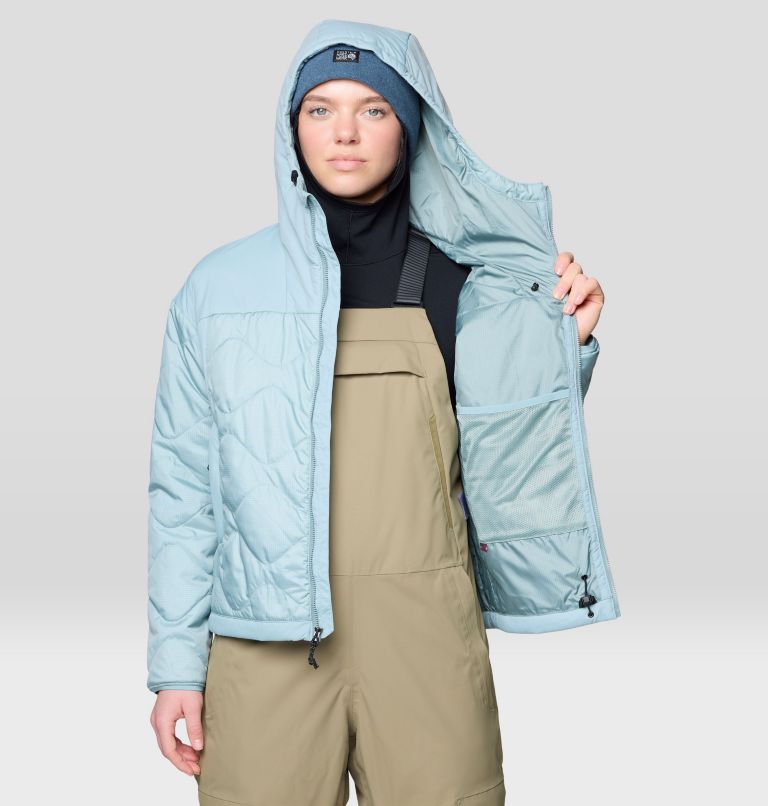 Women's Après Pro Insulated Hooded Jacket, Color: Ice Shadow, image 4