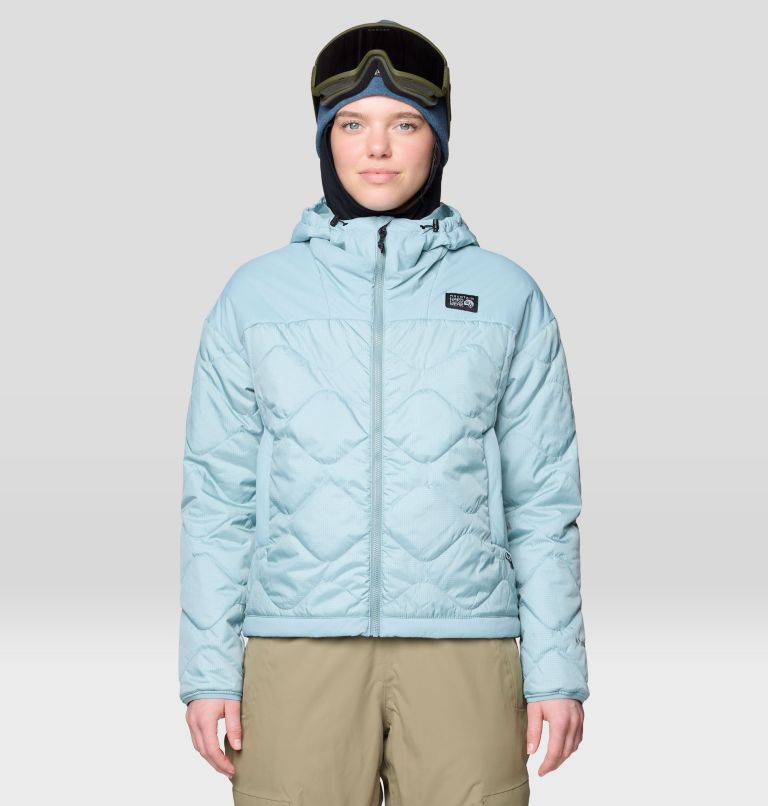 Women's Après Pro Insulated Hooded Jacket, Color: Ice Shadow, image 6