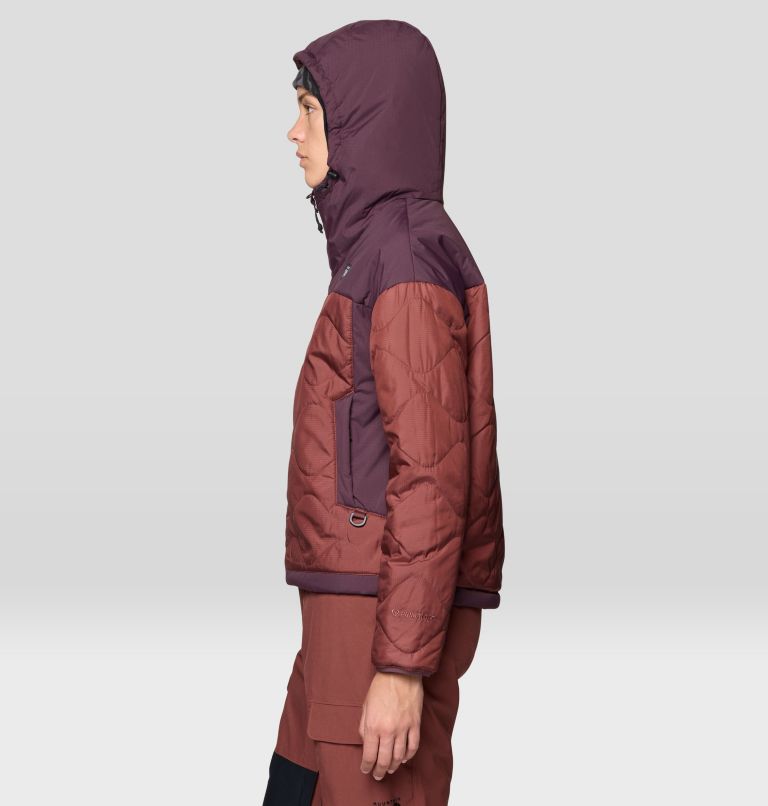 Women's Après Pro Insulated Hooded Jacket, Color: Bourbon Brown, Blackberry, image 3
