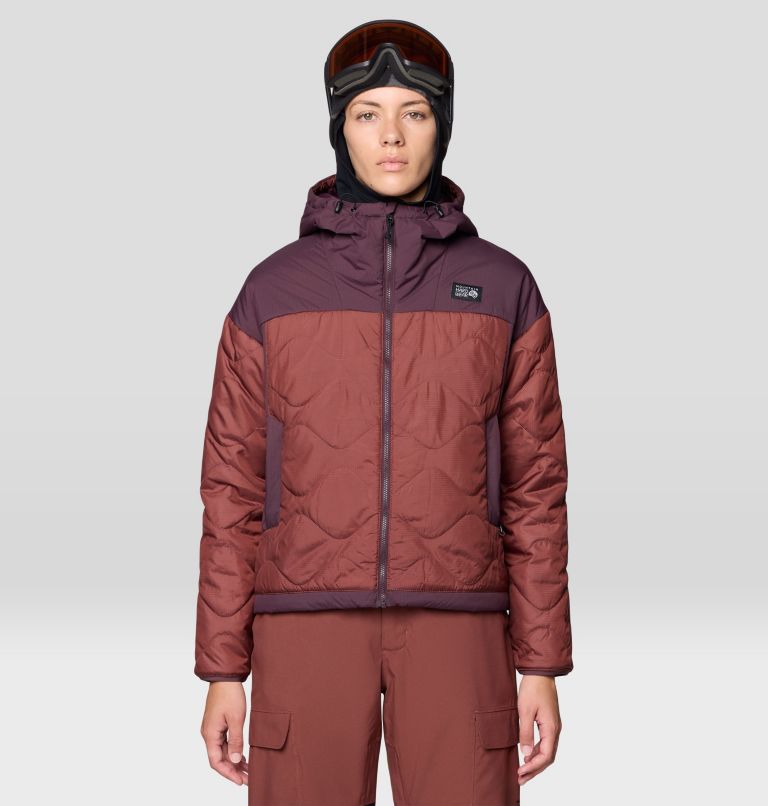 Women's Après Pro Insulated Hooded Jacket, Color: Bourbon Brown, Blackberry, image 1