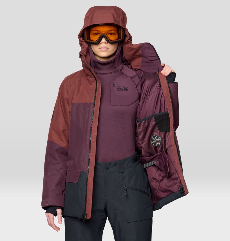 Women's Cloud Bank GORE-TEX Jacket, Color: Bourbon Brown, Blackberry, Black, image 6