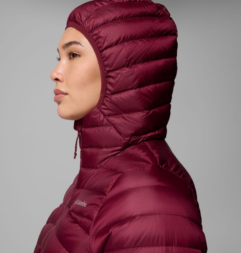 Women's Corelite Down Hooded Jacket, Color: Rich Wine, image 8