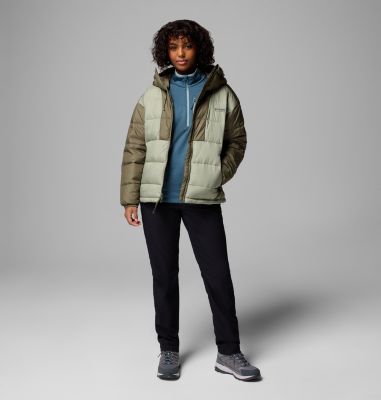 Women's Pike Lake III Hooded Puffer Jacket, Color: Safari, Stone Green, image 6