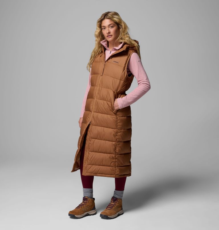Women's Pike Lake II Long Vest, Color: Camel Brown, image 4