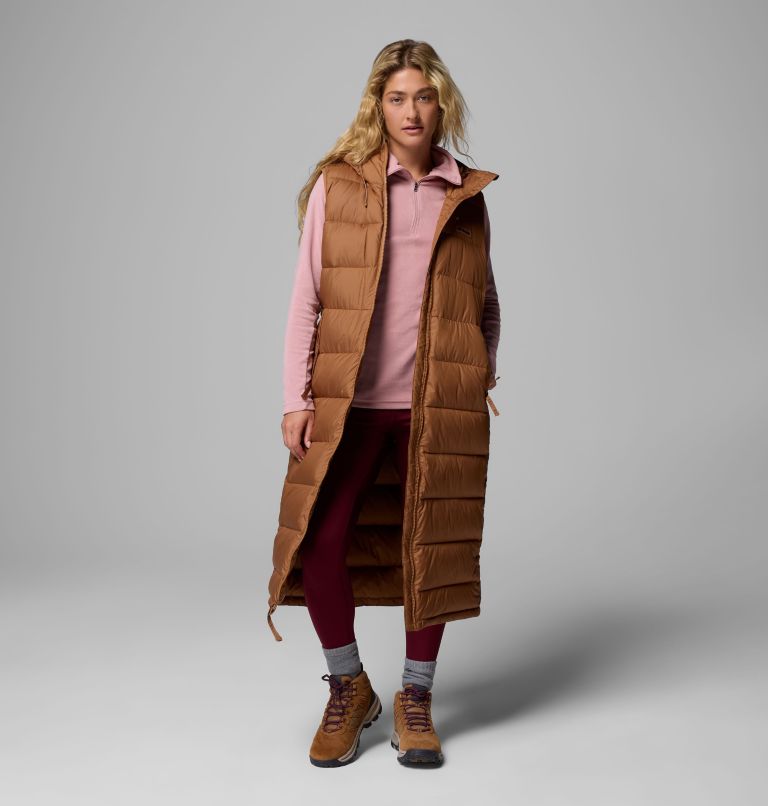 Women's Pike Lake II Long Vest, Color: Camel Brown, image 5