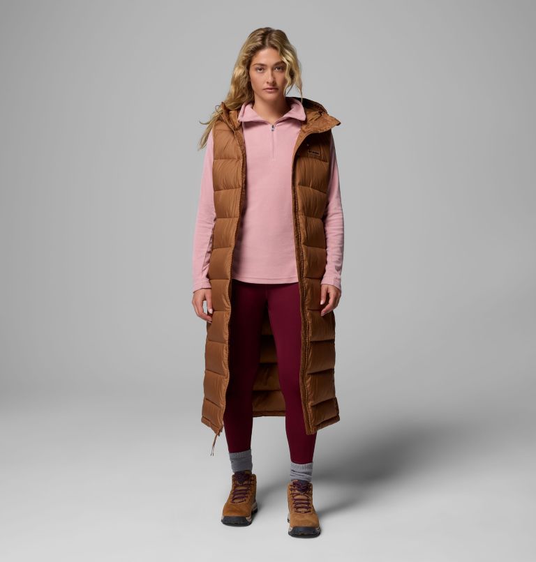 Women's Pike Lake II Long Vest, Color: Camel Brown, image 2