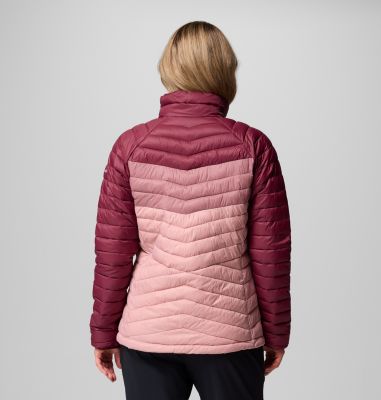 Women's Powder Pass Insulated Jacket, Color: Eraser Pink, Fig, Rich Wine, image 3