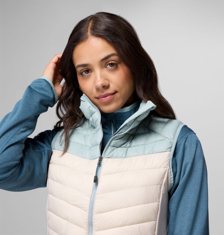Women's Powder Pass III Hybrid Vest, Color: Dark Stone, Crushed Blue, image 6