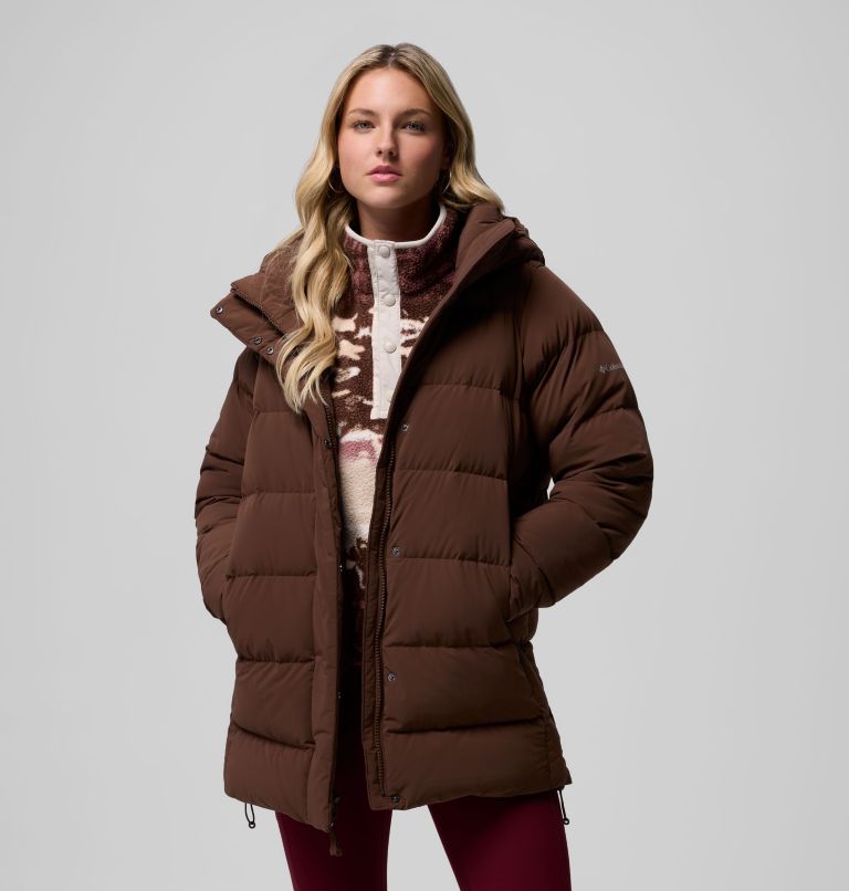 Women's Amaze Puff Mid Hooded Jacket, Color: Tobacco, image 1