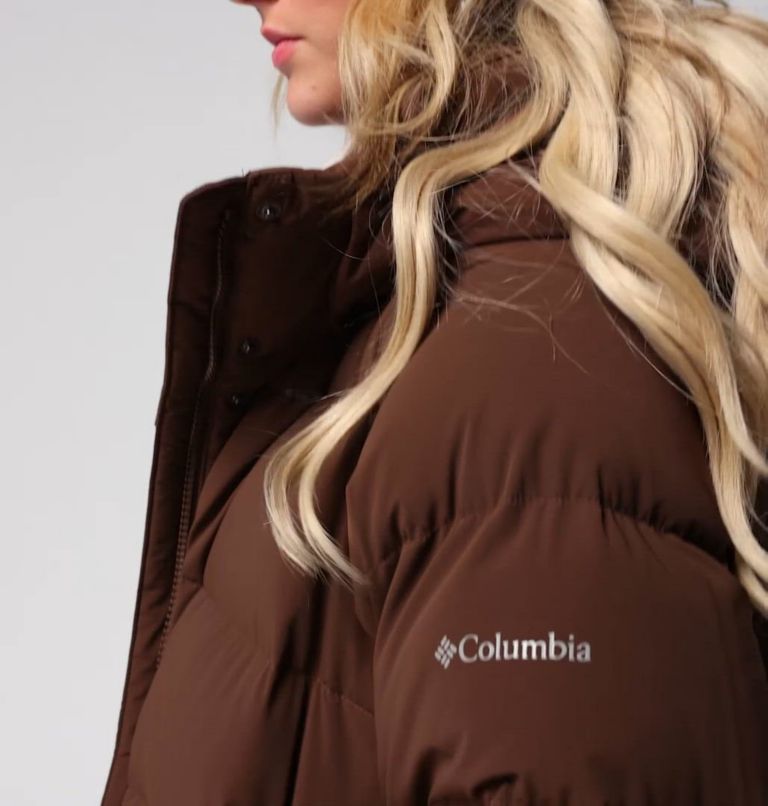 Women's Amaze Puff Mid Hooded Jacket, Color: Tobacco
