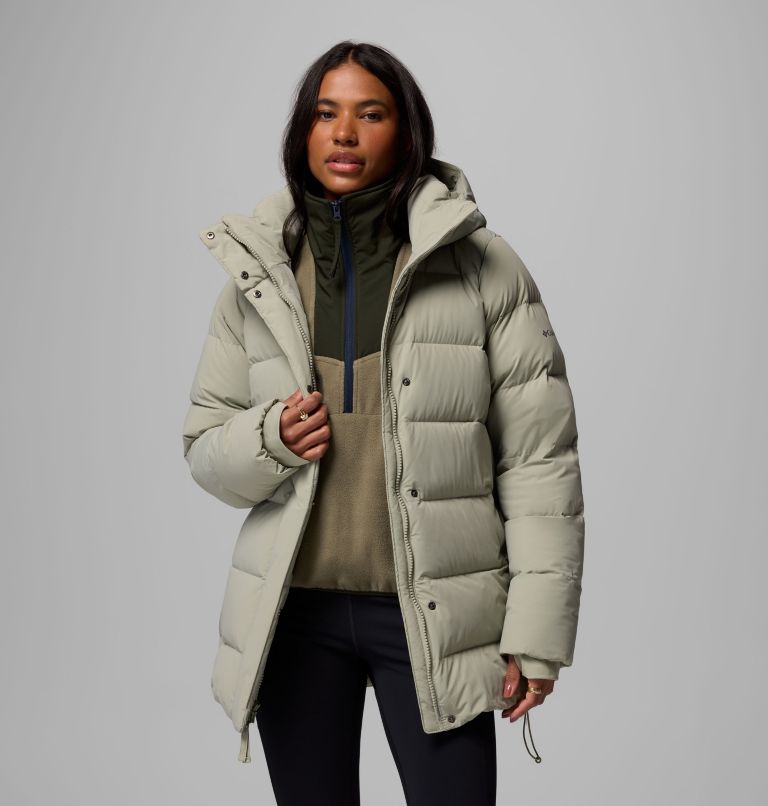 Women's Amaze Puff Mid Hooded Jacket, Color: Safari, image 5