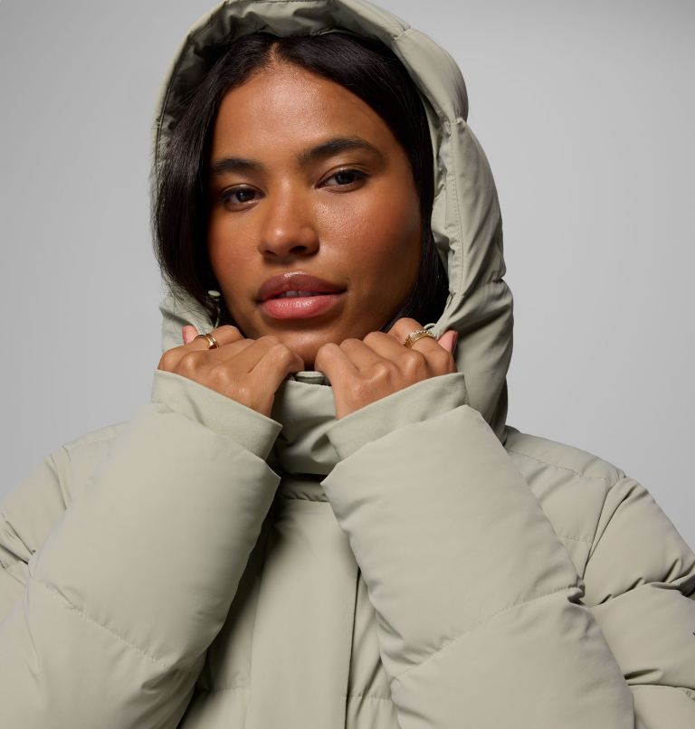 Women's Amaze Puff Mid Hooded Jacket, Color: Safari, image 9